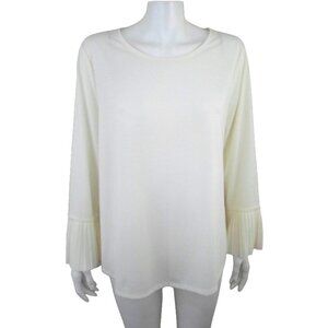 Chico's Ivory Cream Pullover Top Pleat Detail on Long Sleeve
